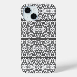 Coque Case-Mate iPhone Motif de dentelle grise et blanche