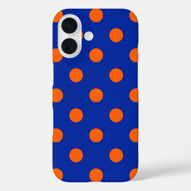 Coques Case-Mate iPhone Motif de design à pois orange sur fond bleu  (Verso)