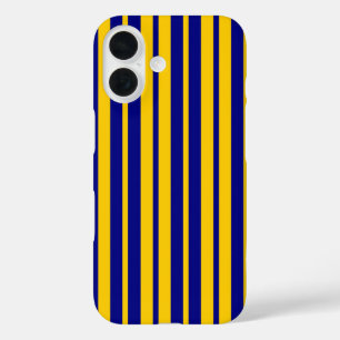Coque Pour iPhone 16 Motif de design de rayures élégantes bleues jaunes