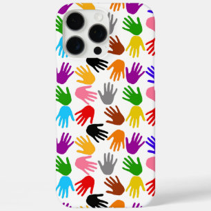 Coque iPhone 16 Pro Max Motif de design d'empreintes de main colorées blan