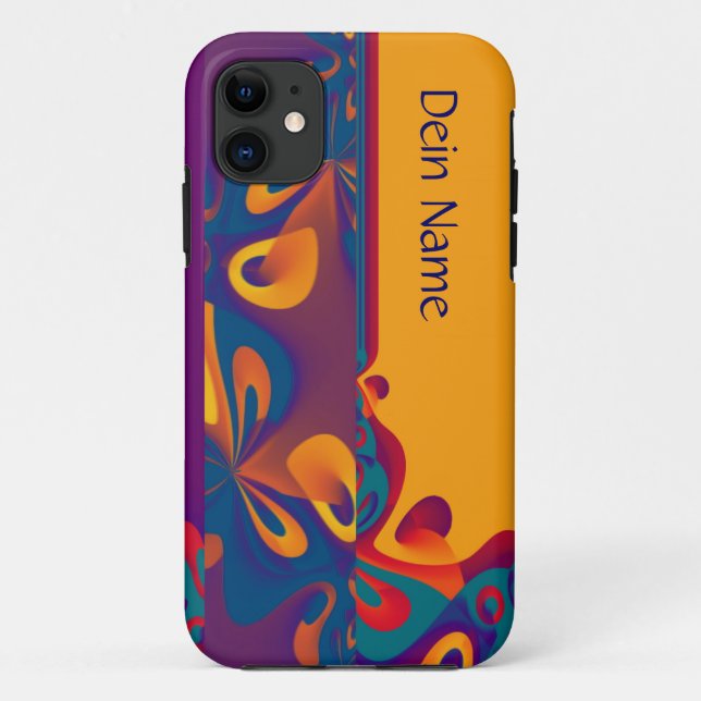 Coques Case-Mate iPhone Motif de design graphique - orange violet + votre  (Dos)