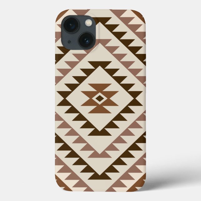 Coques Case-Mate iPhone Motif de diamant aztèque marron et crème (Verso)