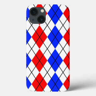 Case-Mate iPhone Case Motif de diamant en argyre rouge bleu blanc