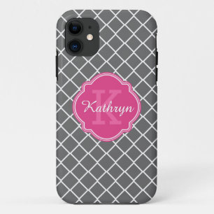 Coques Pour iPhone Motif de diamant gris rose chaud