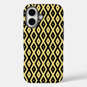 Coque Pour iPhone 16 Motif de diamant jaune citron et noir