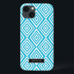 iPhone 13 Case Motif de diamants chic | Turquoise Personnalisé<br><div class="desc">Mini coque iPad moderne et élégant avec motif en diamant turquoise et blanc. Ce coque est entièrement personnalisable. D'autres couleurs et des articles similaires sont disponibles.</div>