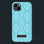 iPhone 13 Case Motif de diamants chic | Turquoise Personnalisé<br><div class="desc">Mini coque iPad moderne et élégant avec motif en diamant turquoise et blanc. Ce coque est entièrement personnalisable. D'autres couleurs et des articles similaires sont disponibles.</div>