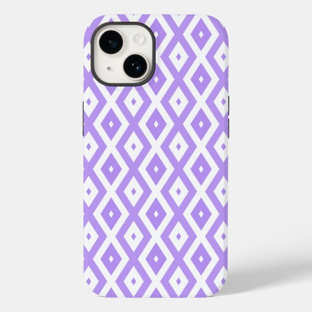 Coques Case-Mate iPhone Motif de diamants violet et blanc (Verso)