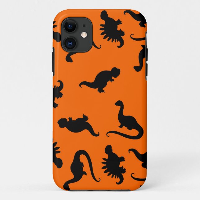 Coques Case-Mate iPhone Motif de dinosaure mignon sur orange (Dos)