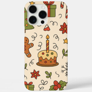 Coque iPhone 16 Pro Max Motif de doodle de Noël joyeux