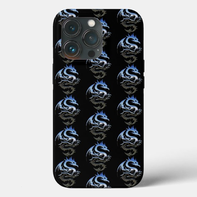 Coques Case-Mate iPhone Motif de dragon métallique argenté (Verso)