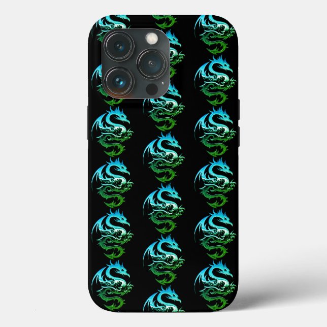 Coques Case-Mate iPhone Motif de dragon métallique vert (Verso)