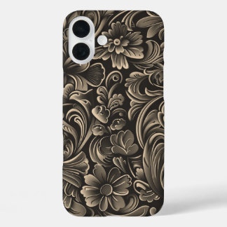 Coque Pour iPhone 16 Plus Motif de faux bois sculpté occidental en carrelage