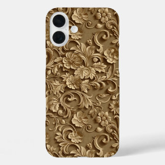 Coque Pour iPhone 16 Plus Motif de faux bois sculpté occidental en carrelage