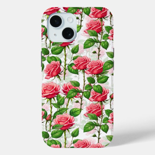 Coques Case-Mate iPhone Motif de feuillage floral rose (Verso)