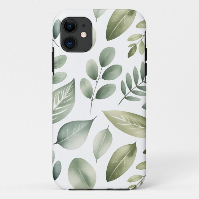 Coques Case-Mate iPhone Motif de feuille à l'aquarelle (Dos)