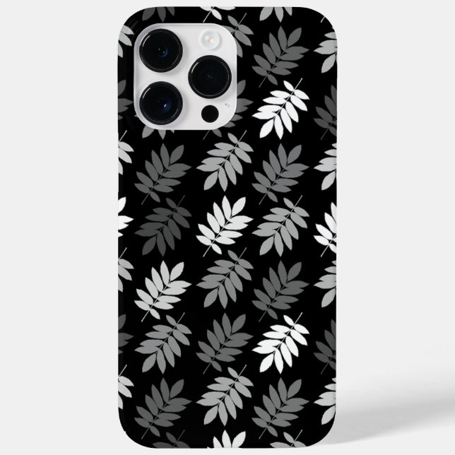 Coques Case-Mate iPhone Motif de feuille aînée noir blanc gris (Verso)