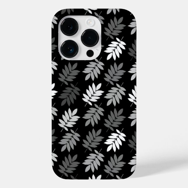 Coques Case-Mate iPhone Motif de feuille aînée noir blanc gris (Verso)
