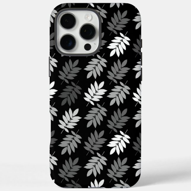 Coques Case-Mate iPhone Motif de feuille aînée noir blanc gris (Verso)