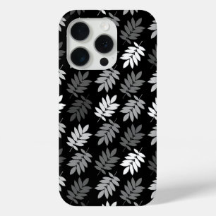 Coque Case-Mate iPhone Motif de feuille aînée noir blanc gris
