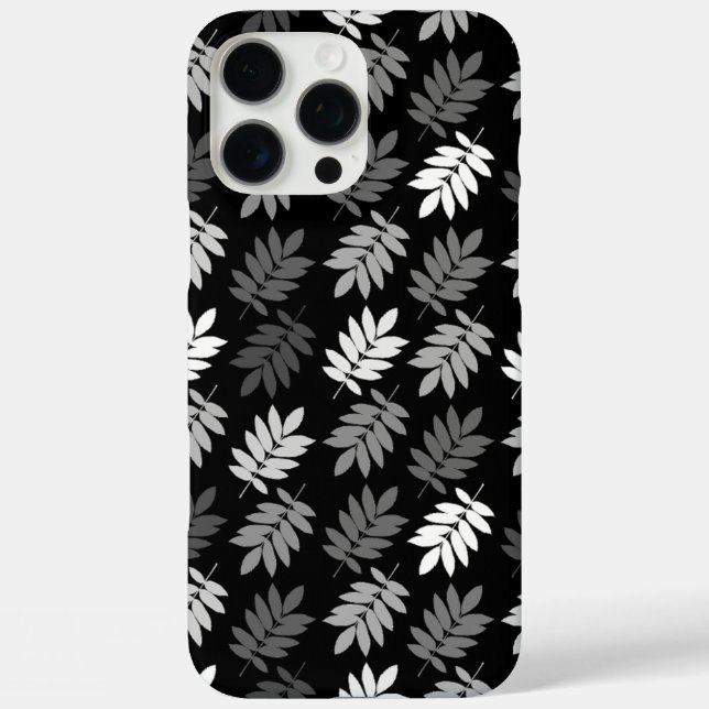 Coques Case-Mate iPhone Motif de feuille aînée noir blanc gris (Verso)