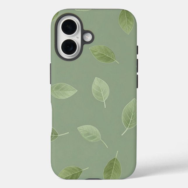 Coques Case-Mate iPhone Motif de feuille aquarelle vert sauge (Verso)