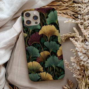 Coque Case-Mate iPhone Motif de feuille de Ginkgo sarcelle Bourgogne