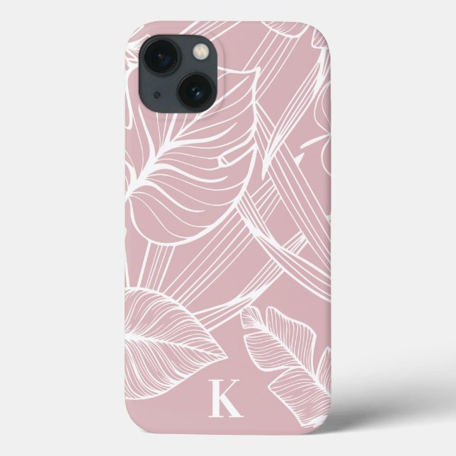 Coques Case-Mate iPhone Motif de feuille de palme rose Tropical Coque-Mate (Verso)