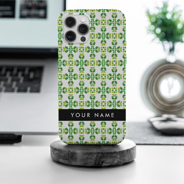 Coques Case-Mate iPhone Motif de feuille, Feuilles vertes, Votre nom (Créateur téléchargé)