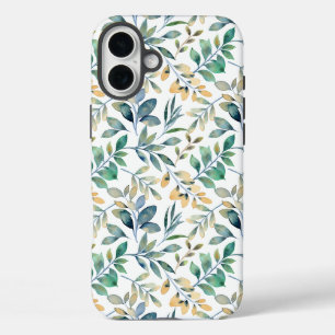 Coque Pour iPhone 16 Plus Motif de feuille verte et jaune à l'aquarelle frai
