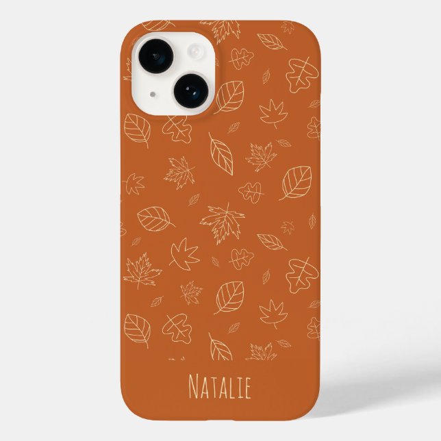 Coques Case-Mate iPhone Motif de feuilles d'automne marron terreux (Verso)