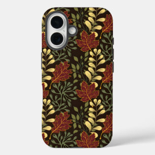 Coque Pour iPhone 16 Motif de feuilles de chêne d'automne en bordeaux e