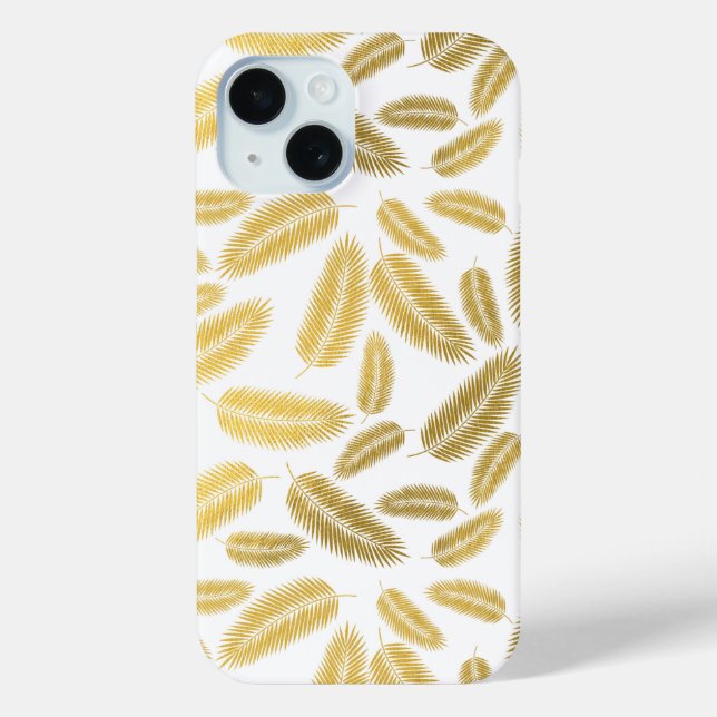 Coques Case-Mate iPhone Motif de feuilles de palmier en or faux (Verso)