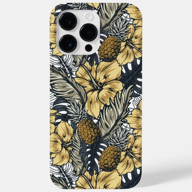 Coques Case-Mate iPhone Motif de feuilles et de fleurs tropicales (Verso)