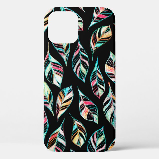 Coques Case-Mate iPhone Motif de feuilles sans couture. Dessin à la main c (Verso)