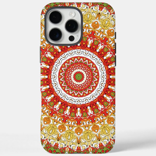 Coques Case-Mate iPhone Motif de fiesta mandala en rouge, jaune et vert (Verso)
