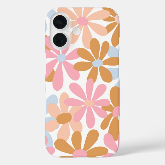 Coques Case-Mate iPhone Motif de fleur de marguerite pastel rétro (Verso)