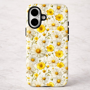 Coque Pour iPhone 16 Motif de fleur sauvage à l'aquarelle jaune 