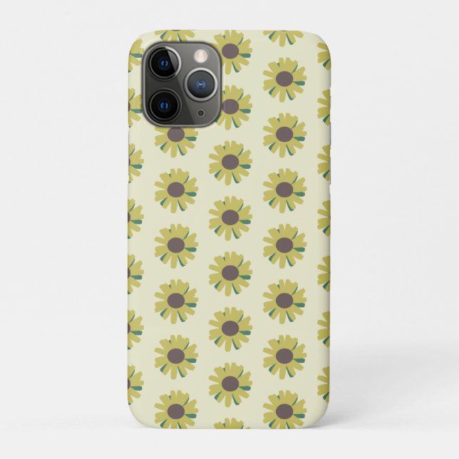 Coques Case-Mate iPhone Motif de fleur simple tournesol marron vert jaune (Dos)