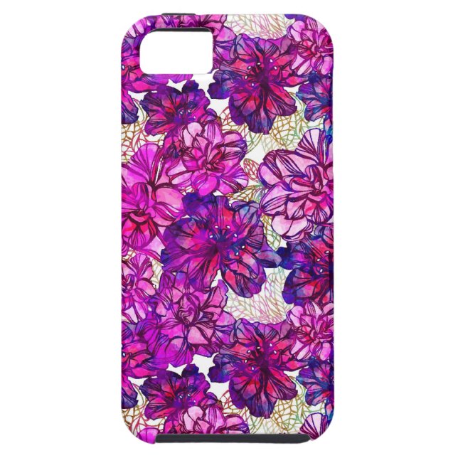 Coques Case-Mate iPhone Motif De Fleurs Abstraites Roses Et Violettes (Dos)