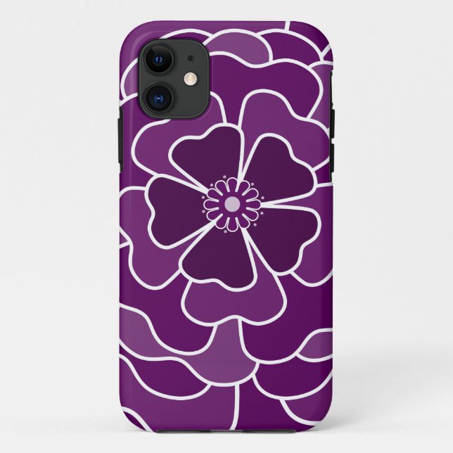 Coques Case-Mate iPhone Motif de fleurs abstraites violet foncé (Dos)