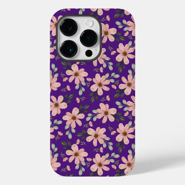 Coques Case-Mate iPhone motif de fleurs aquarelles roses (Verso)