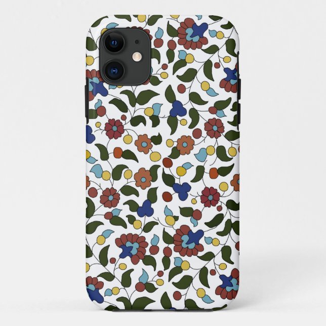 Coques Case-Mate iPhone Motif de fleurs arméniennes - Bleu & Blanc (Dos)
