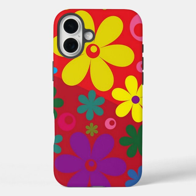 Coques Case-Mate iPhone Motif de fleurs colorées rouge (Verso)