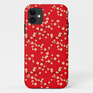 Coque Case-Mate iPhone Motif de fleurs de cerisier japonaises rouges et b