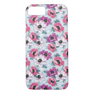 Case-Mate iPhone Case Motif de fleurs de couleur d'élégance sur le bleu