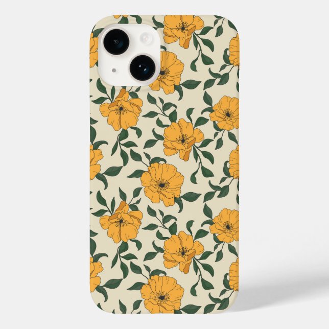 Coques Case-Mate iPhone Motif de fleurs de crapaud orange (Verso)