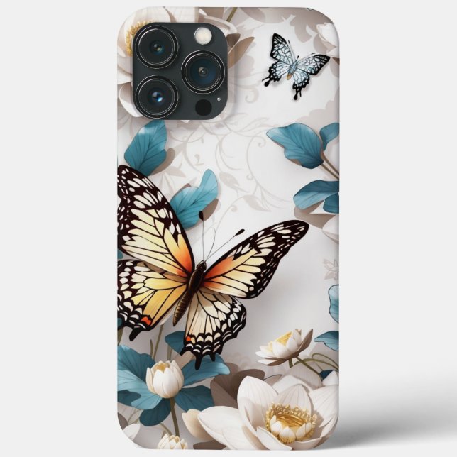 Coques Case-Mate iPhone Motif de fleurs de papillon sans couture (Verso)