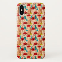 Motif de fleurs, de vases et de bouteilles