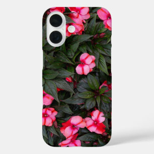 Coque Pour iPhone 16 Motif de fleurs d'impatiens de Nouvelle-Guinée ros